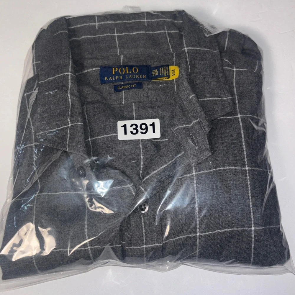 Polo‎ Ralph Lauren Mens XXL  Grey Classic Fit  Flannel Button Down Shirt
